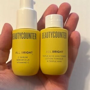 Travel size beautycounter All Bright serum and toner